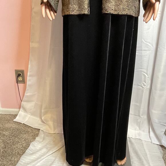 Patra Vtg Black Gold Glitter Evening 2 Pc Dress & Jacket Formal Maxi Dress 20 - Picture 10 of 17